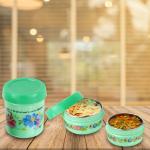 Priyaj Thermoware Stainless Steel Lunch Box Set Healthy life Series 3 Containers (600ml each) with Jacket bag|Air Tight Container lids & Leakage Proof Tiffin Box|Office School Travel (Colour may vary)