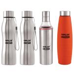 Nirlon Hexa 1 Slim Oil Pot and 3 Stainless Steel Water Bottle 1 L (Set of 4)
