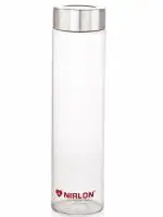 NIRLON Shudhh Borosilicate Glass Bottle 750ml with sleeve | Water bottle for fridge | Extreme Temperature Resistant | for Hot and Cold Water, Milk, Lassi, Juice, Detox Mix | Leak Proof | Transparent
