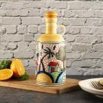 The Decor Lane Ceramic Blue Floral Art 1000 ml Hanpainted Oil Dispenser (Yellow Hut)