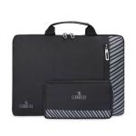 The Clownfish Black Solid Polyester Rex Series Laptop Sleeve With Carry Handle And Scholar Series Pouch Pencil Case Toiletry Bag