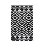 Sapana Carpet-Mats Chatai mats for Home Multipurpose, Reversible Plastic chatai Indoor / Outdoor use Kilim (KL-03) Black 4 x 6 (L 180 cm x W 120 cm)