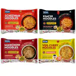 Keya Korean Instant Noodles Combo | Kimchi Noodles 89g | Schezwan Noodles 83.5g| Manchow Noodles 83.5g| Veg Curry Noodles 83.5g | Pack 4
