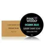 Pink Woolf Luxury Shaving Soap | For a True Wet Traditional Shaving Experience | Fresh Fragrance | With Shea Butter to Moisturize Skin | OCEANIC BLUE | 50gm