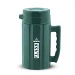 Dhara Stainless Steel Insulated Hot and Cold Flask 1000ml Green | Inner Stainless Steel Insulated Jug | BPA Free | Leak Proof | Easy to Carry | Inner Steel Outer Plastic Thermoware Jug for Tea Coffee