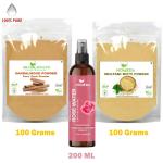 Homeda Pure Organic Rose Water Spray (200ml), Multani Mitti Powder (100g) and Sandalwood Powder for Face Pack (100g), Skin (Gulab Jal Face Toner, Chandan, Sandal, Fullers Earth, Sandlewood)