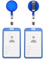 Shining Zon Heavy Duty Retractable Badge Holder with Aluminum Metal Vertical ID Card Holders for Office ID Cards (Set Of 8 Blue Yoyo)