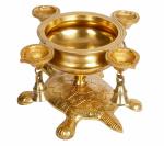 Kartique Decorative Tortoise Oil Lamp Diya with Urli 25 x 20 x 15 cm