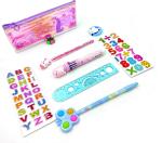 POKSI Combo Stationary Art Plastic Pencil Box l Set of 9 Multicolor