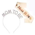 Party Propz Rose Gold Cloth Mom To Be Sash And Head Band And Photoshoot Material (Set Of 2)