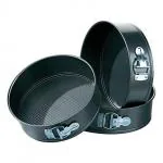 ShopiMoz Springform Teflon Coated Cake Mould Pan Set, Baking Tray, Removable Cake Mould, 3 Pcs, Round, Black