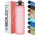 Boldfit Water Bottle with Motivational Time Markers,Water Bottles for gym with Measurement Shaker BPA Free Water Bottles 1 Litre-Pink