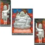 Indianara Set of 3 Laughing Buddha Art MDF Art Painting (3738FL) without glass (4.5 X 12, 9 X 12, 4.5 X 12 INCH) Digital Reprint 12 inch x 18 inch Painting (With Frame, Pack of 3)