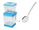 BLUE WONDER Vegetables Plastic Onion Chopper With Stainless Steel Pure Poni Spoons and (Multicolour, Pack of 2)