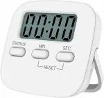 sskart Digital Kitchen Timer & Stopwatch, Countdown Large Digits, Loud Alarm, Magnetic Stand Round, for Cooking | Baking | Kids Study Teacher Shower Bathroom Oven (White)