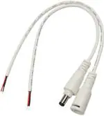 TAAPSEE 1 Pair DC Power Cable 2.1mm x 5.5mm (Male & Female) DC Plug Power Supply Adapter Extension Cable with Bare Wires 20 AWG Connectors for 5V / 12V / 24V Security CCTV Parking Camera DC Male Female Lock Type (White, Pack of 1)