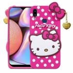 Indiacase Samsung Galaxy A10s Pink Rubber Shock Proof, Dual Protection, Silicone, 3D Catoon Kitty, Shock-Absorbent, Wireless Charging Compatible Cases & Covers