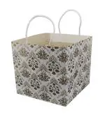 Tasche Paper Products Golden Bird Printed Square Paper Gift Bags For Baby Shower Return Gift And Small Presents (22.60 x 22.86 x 22.86 cm) Pack Of 40