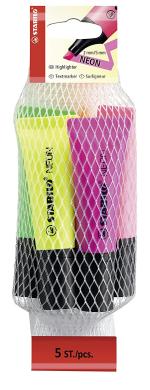 STABILO Neon Highlighter Pen Set Pack of 5 Multicolour