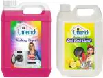 Limerick Washing Machine Liquid (Pink) +Dish Cleaning Gel (Transparent) 5+5 Ltr Multi-Fragrance Liquid Detergent (2 X 5 L)
