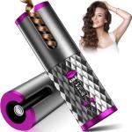 On Store Multicolor Ceramic Tourmaline, Ceramic Cordless Automatic Hair Curler Portable Curling With Lcd Temperature Display