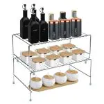 Plantex Stainless Steel Multipurpose Expandable Dish Rack Storage Shelves Organizer for Kitchen Cabinets