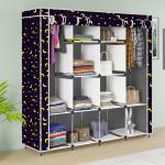 GTC Printed Collapsible Wardrobe Portable Foldable closet for Clothes Almira , 2 Hanging Space , 12 Shelves , 1 Side Pocket Non-Woven Fabric 100 GSM