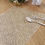 TINDLER KNOTS Placemats Gold Set of 6 for Dining Table Washable Pvc Metallic Placemats Non-Slip Heat Resistant Kitchen Table Mats