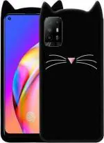Xykos Black Silicon Rubber Ultra Slim Soft Cat Kitty Mobile Back Case Cover for Oppo F19 Pro Plus 5G