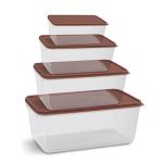 Milton Flat Max Large Storage Containers, Set of 4, Brown