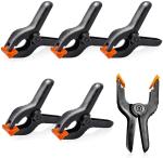 Eyuvaa Black, Orange Plastic, Metal Photography Backdrop Clip Support Spring Clip Clamp 4.3 Inch For Background Muslin (Pack Of 12)