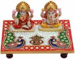 Pink Sky YASH CREATION Handcrafted Marble Lakshmi Ganesh ji Marble All Purpose Chowki (Multicolor, Pack of 3)