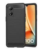 Fastship Silicone Hybrid Rubber Case Back Cover for Vivo Y100 5G - Black