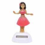 VOILA Solar Powered Dancing Hula Girl Swinging Bobble Doll Gift Car Home_Red