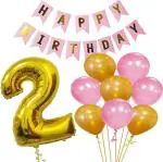 FANEX Number Foil Balloon,Gold and Pink Metallic Balloon and Birthday Banner (Pack of 22)