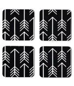 Whats Your Kick Pattern Design White Arrow And Black Background Design Printed Set of 4 Coaster With Metal Stand