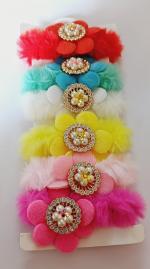 THE MAXIM FUR FLOWER LOOK SOFT HAIR RUBBER PACK OF 6 (MULTICOLOUR)