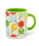 Whats Your Kick Table Tennis Theme Design Printed Light Green Ceramic Coffee Mug and Tea Mug