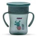Adore Magic 360 Spoutless Sipper Cup with Handle |Baby Water Bottle for 6 to 12 Month Baby | Anti Spill Water Sipper Straw Cup for Kids | Spout Sipper for Baby for Baby & Toddlers (250ml, Green)