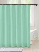 Lushomes Heavy Duty Fabric Shower Curtain, water resistant Partition Liner for Washroom, W6 x H6.5 FT, W 72x H 78 IN with Shower Curtains 12 Plastic Eyelet, 12 C-Rings (Non-PVC), Colour Light Green