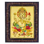 Hawai Gold Plated Lord Ganesha Ganpati Wall Hanging Engineered Wood Photo Frame for Worship Use 8.5x7inch SFDI332BLKFRM