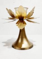 A.F. DECOR Decorative Metal Gold Lotus Candle Holder with Base (17 x 17 cm) (Pack of 2)