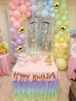 SpecialYou.in Pastel Rainbow Happy Birthday Decoration Diy Combo Set With Balloon Garland Arch Tape, Fairy Led Lights- 77 Pc Set