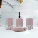 Kookee Ceramic Bathroom Accessories Set of 4 Peach Bath Set for Home