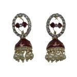 Priyansh Enterprise Handmade Maroon Diamond Traditional Ad Earrings For Parties, Festivals For Women