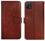 AmericHome Oppo A16K, CPH2349 Brown Rubber, Cloth, Artificial Leather Dual Protection Mobile Back Cover