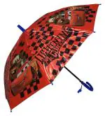 CHAATEWALA Multicolor Cartoon Printed Satin Mcqueen Car Umbrella (68 x 86 x 5 cm)