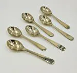 SHLINCO 100% Pure Brass Spoon, Serveware Tableware, Home, Kitchen, Puja, Hotel & Restaurant Length 15.6 CM Brass Dessert Spoon Set (Pack of 6)