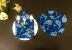 Master Piece Crafts Handmade 4 Piece Cotton Hand Stitched blue Paisley design Napkin Set , Multipurpose Cotton Napkins , kitchen & Lunch Napkins for School & Office | Perfect for Cleaning & Wiping