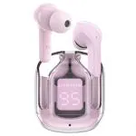 PODJAM ULTRAPODS MAX TWS Earbud, Bluetooth Earbuds with Display, Transparent Design, 30Hrs Playtime & Fast Charging, Bluetooth 5.3 + ENC, 13mm HD BASS Drivers, IPX7 Sweat-Proof, Built-in Mic (Blush Pink)